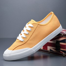 Men Canvas Breathable Soft Sole Comfy Brief Pure Color Casual Court Shoes